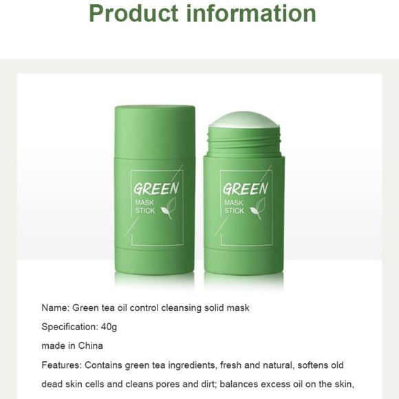 Clay Mask Stick Anti-Acne Deep Cleansing Pores(Green Tea) - Picture 9 of 14